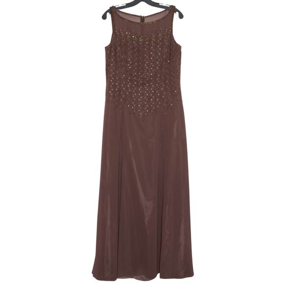 Caterina Collection Dress Gown Maxi Whimsigoth Dark Romance Prom Beaded Brown 12 - Picture 1 of 4
